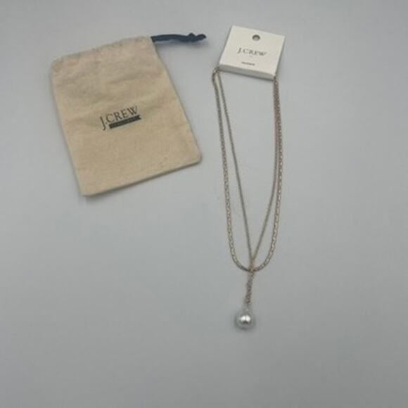 J. Crew Freshwater Pearl Layered Necklace New With Bag Gold Tone - Picture 1 of 5